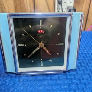 Vintage Polaris Mechanical Alarm Clock Green Face & Working